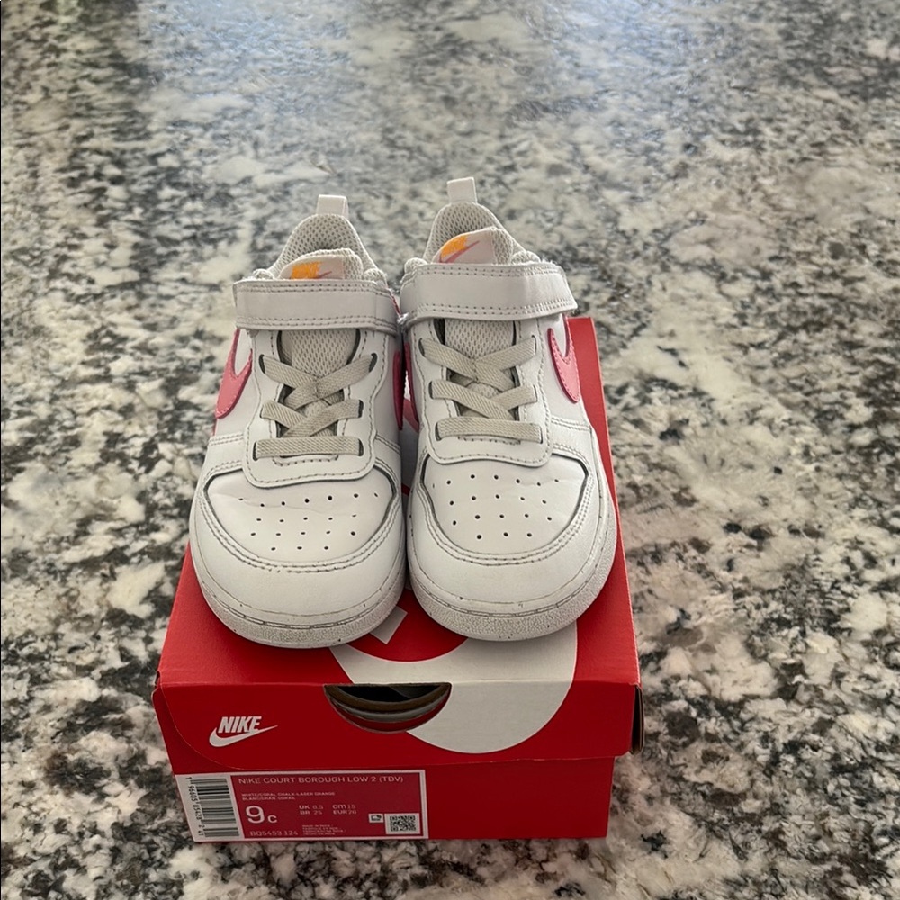 Nike Kids Court Borough Low 2 Shoes - White and Red